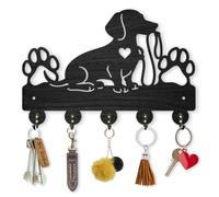 MAYJOYDIY Porte Clés Mural Décoratif en Bois avec Empreintes de Pattes de Chien (30 x 20cm) Support Mural pour Clés et Laisse 5 crochets en Alliage Idéal pour Cuisine Bureau Chambre Idée Cadeau