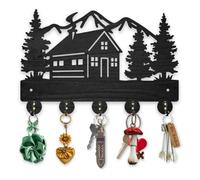 MAYJOYDIY Porte Clés Mural en Bois de montagne 30 x 20 cm Porte-manteau mural avec 5 crochets en alliage pour cadeau, entrée, chambre à coucher, salon