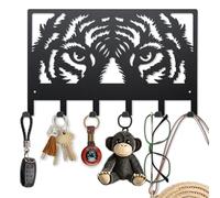 MAYJOYDIY Porte Clés Mural en Forme D'Œil de Tigre 40 × 25cm Motif Tigre Sauvage du Nord Est Crochet pour Serviette et Manteau en Métal avec 6 crochets pour Entrée Couloir Cuisine Bureau
