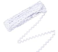 MAYJOYDIY Ruban de Bordure Rick Rack Blanc 13.7m Bordure à Franges Ondulées 8mm Design Silverline Ruban Tressé en Zigzag pour Couture de Vêtements Emballage Cadeau Décoration de Fête à Domicile