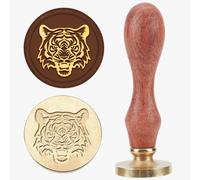 MAYJOYDIY Sceau de Cire Tigre 25mm Tampons de Cire à Cacheter pour Animaux Sauvages Têtes Amovibles en Laiton Manche en Bois pour Emballage Cadeau Enveloppes Cartes Lettres Paquets de Vin Décoration