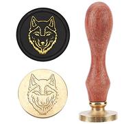 MAYJOYDIY Tampon de Sceau de Cire de Loup Motifs D'Animaux Tampons de Cire à Cacheter 25mm Joints en Laiton Tête de Remplacement Portable Idéal pour les Enveloppe Invitations Cartes Postales Emballage