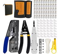 MAYLINE CAT5 CAT6 Testeur de RJ45 Pince à Sertir de Network Réseau Cable Kit d'outils de Réparation d'Ordinateur RJ11 RJ12 Professional Maintenance de Testeur de Câble LAN(BLACK)