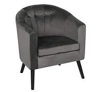 MAYMA Fauteuil Crapaud en Tissu de Lin - Petit Canapé Scandinave de Salon Avec Accoudoirs et Dossier Rembourrée Épaisse - Pour 1 Personne