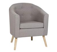 MAYMA Fauteuil Crapaud en Tissu de Lin, Petit Canapé Scandinave de Salon Avec Accoudoirs et Dossier, Rembourrée Épaisse Pour 1 Personne