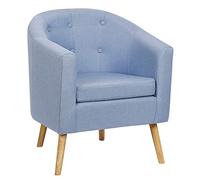 MAYMA Petit Fauteuil Crapaud en Tissu de Lin - Fauteuil Scandinave de Salon avec Accoudoirs et Dossier, Petit Canapé Rembourrée Épaisse pour Salon
