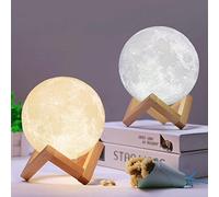 Mayround Lampe en Forme de Lune avec Impression 3D 10cm Lampe de Nuit Moderne [Contrôle Tactile] [Rechargeable par USB] Lampe Décorative pour la Maison Cadeau pour Enfants