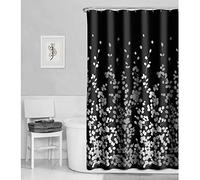 MAYTEX Zenna Home Rideau de Douche en Polyester, Noir et Blanc, 177,8 cm de Large x 182,9 cm de Long (Lot de 1)