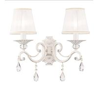 MAYTONI DECORATIVE LIGHTING Applique Murale, 2 bras, Style Classique, Armature en Métal couleur ou blanc, Abat-jour en tissu couleur blanc, 2xE14, 40W220-240V