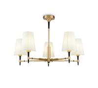 MAYTONI Lustre Série Zaragoza, 5 Lampes, Style Moderne, Support en Métal, Finition en Laiton Poli, Abat-Jours en tissu blanc, ampoules non in 14 5 x 40W 220-240V