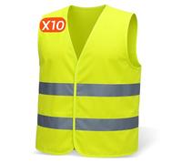 MAZALAT work wear Gilet securite 4 & 10 pièces pour Hommes & Femmes - Conforme aux Normes en ISO 20471 & en ISO 13688 - léger & Respirant - Gilet reflechissant Velo, Veste de Chantier