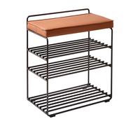 Maze Étagère-tabouret Lower East Seat 50x28x58 cm Black-cognac leather