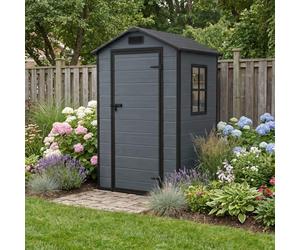 Mazovia Abri de Jardin 134x103cm Anthracite Bois Résistant aux Intempéries | Abri de Jardin Anti-Allergène Résistant au Gel Résistant aux UV Résistant à L'eau Robuste Facile à Nettoyer PVC Moderne