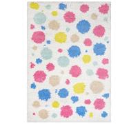 Mazovia Grand Shaggy Tapis Ado Chambre d'Adolescent 160x230cm Crème Bleu | Tapis pour Chambre d'Ado Beige Abstrait Chauffage au Sol Facile d'Entretien Résistant aux Détergents Moderne Moelleux Doux
