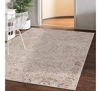 Mazovia Grand Tapis Salon 160x230cm Crème Abstrait Doux Chauffage au Sol | Tapis pour Chambre Salle à Manger Bureau Beige Facile D'entretien Résistant aux Détergents Poils Courts Synthétique Moderne