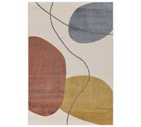 Mazovia Grand Tapis Salon 160x230cm Crème Géométrique Doux Anti-Allergène | Tapis pour Chambre Bureau Salle à Manger Beige Chauffage au Sol Facile D'entretien Tissé Mécaniquement Poils Mi-Longs Moderne