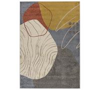 Mazovia Grand Tapis Salon 160x230cm Crème Gris Géométrique Doux Synthétique | Tapis pour Chambre Bureau Salle à Manger Beige Anti-Allergène Chauffage au Sol Facile D'entretien Adapté aux Animaux Moderne