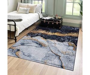 Mazovia Grand Tapis Salon 160x230cm Noir Anthracite Abstrait Glamour | Tapis pour Chambre Salle à Manger Bureau Élégant Antidérapant Lavable en Machine Anti-Allergène Chauffage au Sol Poils Courts