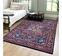 Mazovia Grand Tapis Salon 160x230cm Rouge Bleu Classique Traditionnel | Tapis pour Chambre Bureau Salle à Manger Couloir Élégant Antidérapant Lavable en Machine Anti-Allergène Chauffage au Sol
