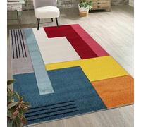 Mazovia Grand Tapis Salon 160x230cm Turquoise Géométrique Doux Poils Courts | Tapis pour Chambre Bureau Salle à Manger Chauffage au Sol Facile D'entretien Résistant aux Détergents Synthétique Moderne