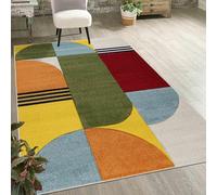 Mazovia Grand Tapis Salon 160x230cm Vert Géométrique Doux Chauffage au Sol | Tapis pour Chambre Bureau Salle à Manger Facile D'entretien Résistant aux Détergents Poils Courts Compatible Aspirateur Robot