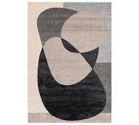 Mazovia Grand Tapis Salon 180x250cm Crème Anthracite Géométrique Doux | Tapis pour Chambre Bureau Salle à Manger Beige Anti-Allergène Chauffage au Sol Facile D'entretien Tissé Mécaniquement Moderne