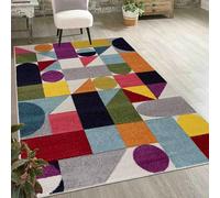 Mazovia Grand Tapis Salon 180x250cm Crème Géométrique Doux Chauffage au Sol | Tapis pour Chambre Bureau Salle à Manger Facile D'entretien Résistant aux Détergents Résistant aux Intempéries Poils Courts