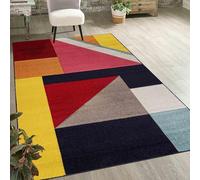Mazovia Grand Tapis Salon 180x250cm Géométrique Doux Chauffage au Sol | Tapis pour Chambre Bureau Salle à Manger Facile D'entretien Résistant aux Détergents Poils Courts Compatible Aspirateur Robot