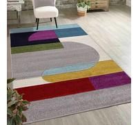 Mazovia Grand Tapis Salon 200x300cm Gris Géométrique Doux Chauffage au Sol | Tapis pour Chambre Bureau Salle à Manger Facile D'entretien Résistant aux Détergents Poils Courts Compatible Aspirateur Robot