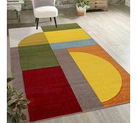 Mazovia Grand Tapis Salon 200x300cm Jaune Géométrique Doux Chauffage au Sol | Tapis pour Chambre Bureau Salle à Manger Facile D'entretien Résistant aux Détergents Poils Courts Compatible Aspirateur Robot