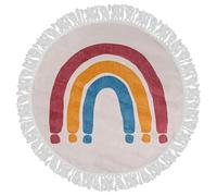 Mazovia Tapis Beige pour Enfants Arc-en-Ciel - Salle des Enfants - Tapis à Poils Courts Roue Certificat Oeko-TEX® Coloré - Coloré Crémeux - 120 x 120 cm