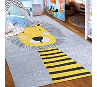 Mazovia Tapis Enfant Chambre d'enfant 80x150cm Anthracite Gris Ourson | Tapis pour Enfant pour Chambre Salle de Jeux Garçons Facile D'entretien Lavable en Machine Antidérapant Anti-Allergène