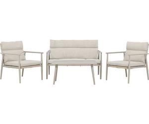 Mazzarosalon 1 canapé, 2 fauteuils, 1 table basse beige.
