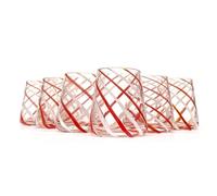 MAZZEGA ART & DESIGN - 6 verres à eau - Cône SPIRAL - en verre, soufflés et travaillés à la main avec verre de Murano, ligne « Couleurs de Murano » 350 ml. Fabriqué en Italie (6, Blanc-Rouge)