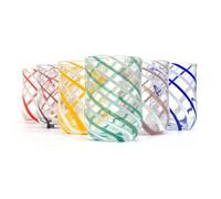 MAZZEGA ART & DESIGN - 6 verres à eau - cylindre SPIRAL - en verre, soufflés et travaillés à la main avec verre de Murano, ligne « Couleurs de Murano » 400 ml. Fabriqué en Italie (6, MIX)