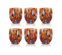 MAZZEGA ART & DESIGN - 6 Verres à Eau Goto, Soufflé et Fait Main avec Murrine de Murano Raffinée et Originale - Les Couleurs de Murano - Modèle Classique 320 ml. Fabriqué en Italie