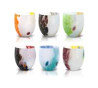 MAZZEGA ART & DESIGN - 6 Verres à eau Light en verre soufflé et travaillé à la main avec des Murrines de Murano, ligne « Les Couleurs de Murano » 320 ml. Fabriqué en Italie