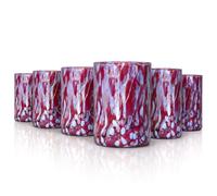 MAZZEGA ART & DESIGN - 6 verres en verre soufflé, fabriqués à la main avec des grains colorés de Murano, verres colorés pour eau et boissons, 395 ml, hauteur 12 cm. Fabriqué en Italie (6, corail)