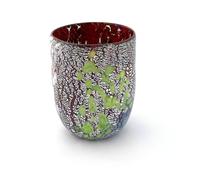 MAZZEGA ART & DESIGN - Verre en verre de Murano Giorgione, soufflé et travaillé à la main dans l'île de Murano. Ligne « Les couleurs de Murano » 350 ml. Fabriqué en Italie (ROUGE)