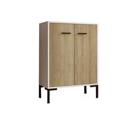 MB Muebles Bonitos | Buffet Bas Lander L15 pour Salon Moderne | Meuble de Rangement avec 2 Portes | Couleur Blanc et Sonoma | 60x84x30 cm