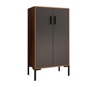MB Muebles Bonitos | Buffet Bas Lander L17 pour Salon Moderne | Meuble de Rangement avec 2 Portes | Couleur Noyer et Gris | 60x110,5x30 cm