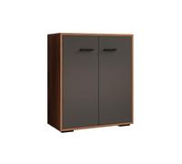 MB Muebles Bonitos | Buffet Bas Lander L2 pour Salon Moderne | Meuble de Rangement avec 2 Portes | Couleur Noyer et Gris | 60x71x30 cm
