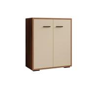MB Muebles Bonitos | Buffet Bas Lander L2 pour Salon Moderne | Meuble de Rangement avec 2 Portes | Couleur Noyer et Beige | 60x71x30 cm