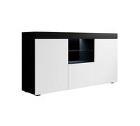MB Muebles Bonitos, Buffet Natolia pour Salon et Salle à Manger avec Lumière LED, Meuble en Mélamine Mate, Couleur Noir et Blanc, 150x83x40 cm