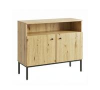MB Muebles Bonitos | Buffet Nordique de Salon à 2 Portes | Chêne EOS | Duna | Niche Ouverte, Étagère Ajustable, Style Industriel, Poignées Métalliques, Salon ou Salle à Manger