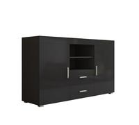MB Muebles Bonitos | Buffet Roque pour Salon et Salle à Manger Moderne | Meuble TV en Mélamine | Couleur Noir Brillant | 140x80x40 cm