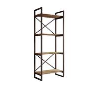MB Muebles Bonitos, Étagère Bibliothèque Industrielle Factory E1, Structure Métallique Noir, Plateaux de Table en Couleur Pin Atlantique, Compatible A4