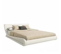MB Muebles Bonitos | Lit Double Alessia avec Coffre de Rangement | pour Matelas 150x190 cm | Cadre de Lit en Simili Cuir Blanc avec Sommier à Lattes | Design Moderne et Élégant