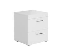 MB Muebles Bonitos, Lot de 2 Tables de Chevet Ciro avec 2 Tiroirs, Poignées Métalliques, Table de Nuit pour Chambre en Mélamine Brillante, Couleur Blanc, 45x50x40 cm