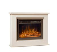 MB Muebles Bonitos, Meuble avec Cheminée Électrique Décorative Alaska pour Salon Moderne, Poêle Électrique à Faible Consommation 1000/2000W, Effet Flamme LED, Meuble laqué Blanc 98x81x27,5 cm